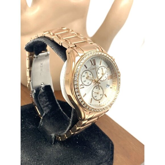 Timex Women\'s Watch TW2V57900 Quartz Chronograph Silver Dial Rose Gold 38mm